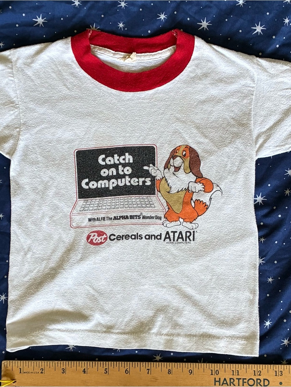 Retro Vintage Kids White & Red Short Sleeve Ringer Tee